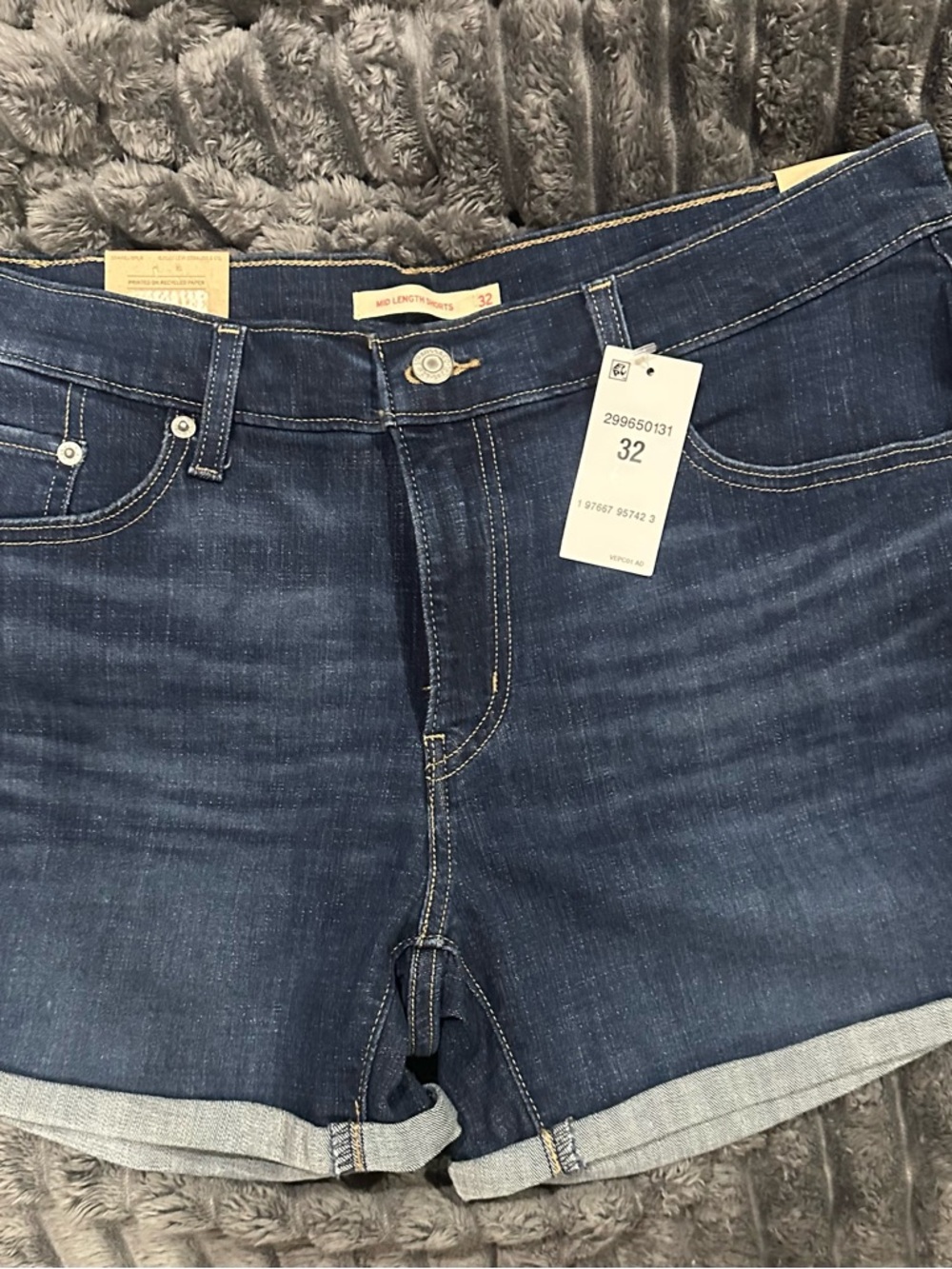 Levi's Dark Blue Denim Jean Mid-length Shorts
